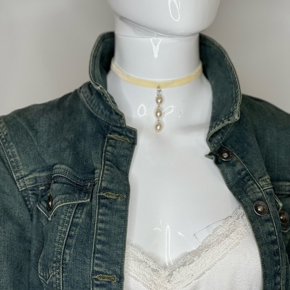 Choker necklace pearls white velvet necklace drop pendant pearl necklace cream - Picture 10 of 11